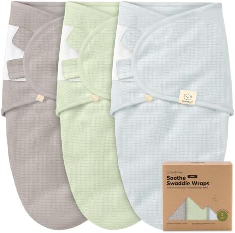 3-Pack Bio-Pucksack für Neugeborene, Pucksack Baby 0-3 Monate (Ripple, OS) | Neugeborenen Wickeltuch, Säuglings-Schlafsack für Mädchen, Jungen, Weich & Eng, Haken & Loop-Verschluss