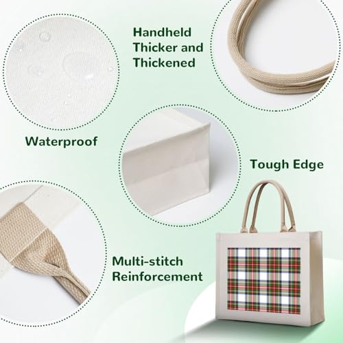 Stewart Royal Dress Plaid Scottish Canvas Tote Bag For Women - Washable Reusable Bag With Wide Comfort Handles, Ideal For Camping, Beach & Groceries4