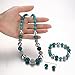 Beaded Chunky Statement Necklace Earring and Bracelet Set Silver Metal Bead Fashion Jewelry Set Mothers’ Day Gifts for Women (Sea Green)