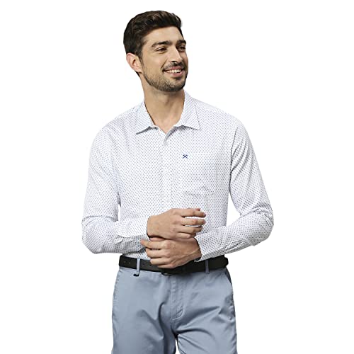 Image of HammerSmith Men's Printed Slim Fit Cotton Formal Shirt with Spread Collar and Long Sleeves