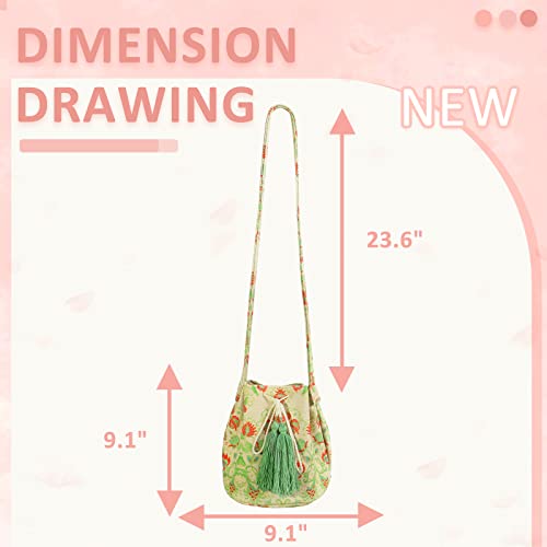 Crossbody Bags for Women, Canvas Tote Bag, Tassels Drawstring Bucket Bag, Bohemian Handbag, Large Capacity Travel Shoulder Bag2