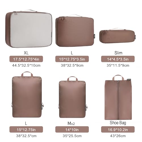 Bagail Ultralight Compression Cubes 7 Set - 3 Packing Cubes, 3 Organizers, and 1 Shoe Bag2