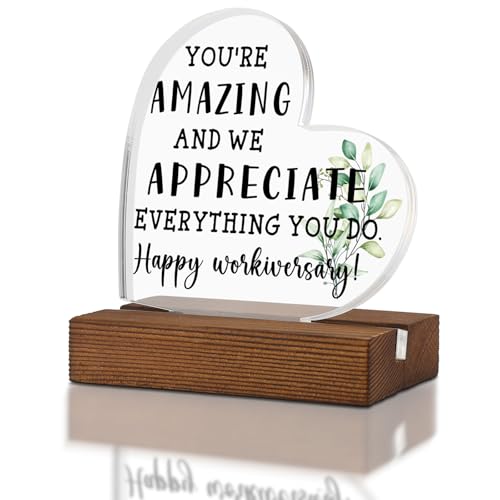 TRCENDE Work Anniversary Workiversary Gifts, Happy Workiversary Corporate Gifts, Employee Appreciation Gifts, Cute Cubicle Desk Accessories Acrylic Home Office Sign Plaque XA401