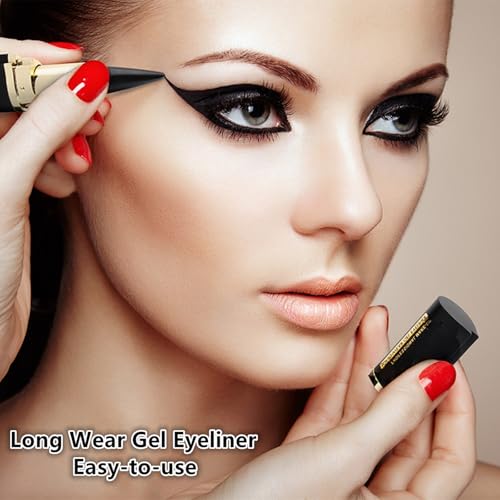 Go Ho 2 PCS Black Gel Eyeliner Stick,Waterproof Eye Liner Pen,Cat Eye Black Smokey Eyeshadow,Smooth Black Eyeliner Pencils Eye Black Face Paint Stick Halloween Makeup Set - Image 7