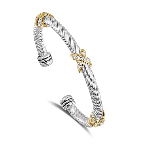 Image of UNY Jewel Bracelet Designer Brand Inspired Women Jewelry 4.5mm Thin Twisted Cable Wire Bangle Gem Stone Christmas Day Gift