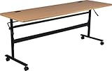 MooreCo Essentials Flipper Training Table 72x24 Teak Top Black Base