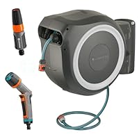 Gardena Wand-Schlauchbox RollUp L (weiß) 30 m exklusiv für Amazon: Schwenkbare Schlauchbox, integrierte Schlauchführung, inkl. 30 m Gardena Qualitätsschlauch, Reinigungsspritze und Brause (18627-38)