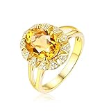 Beydodo no-metal-stamp (Fashion only) oro amarillo 18 quilates (750) talla princesa Yellow Citrine
