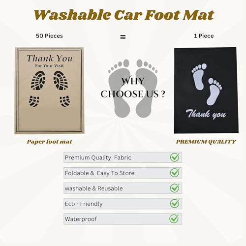 Image of Biowaste Solution Durable Washable Car Foot Mat - Reusable Alternative | Made in India | Universal Fit for Cars, SUVs, Cabs & Buses - (Pack of 24)