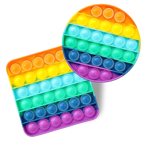 Mr. Pen- Pop Fidget Sensory Toys, 2 Pack, Circle & Square Shapes, Sensory Stress Relief Squeeze Toys for Kids & Adults, Silicone Bubble Popping Game...