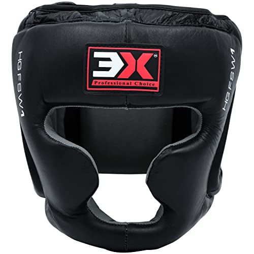 Fonowx Casco de Boxeo protección para la Frente y los oídos protección Facial Completa para Sparring Grappling Karate Muay Thai, Plata L