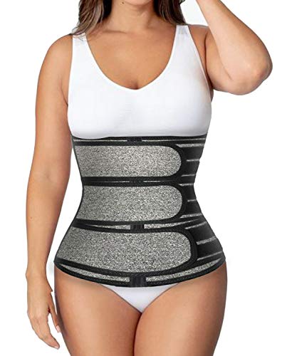 HOPLYNN Neoprene Sauna Sweat Waist Trainer Waist Cincher Gray Large