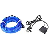 GRFD El Wire ice Blue Interior Car LED Strip Lights, 3M Neon Wire USB 5V with Fuse Protection for Au