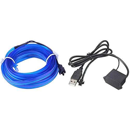 Grfd El Wire Ice Blue Interior Car Led Strip Lights, 3M Neon Wire Usb 5V With Fuse Protection For Automotive Car Interior Decoration With 6Mm Sewing Edge(3M/9Ft, Blue) #TOP25