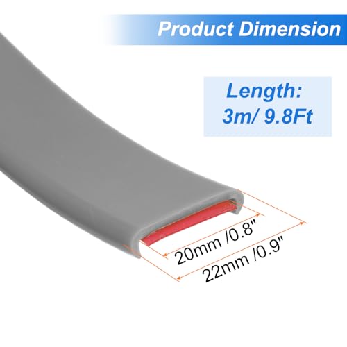 Image of uxcell U-Shape Edge Banding, 9.8ft x 20mm TPE Self-Adhesive Veneer Edging, Plywood Edge Trim Flexible Furniture Edge Protector for Countertop Cabinet Shelf Repair Restoration (Grey)