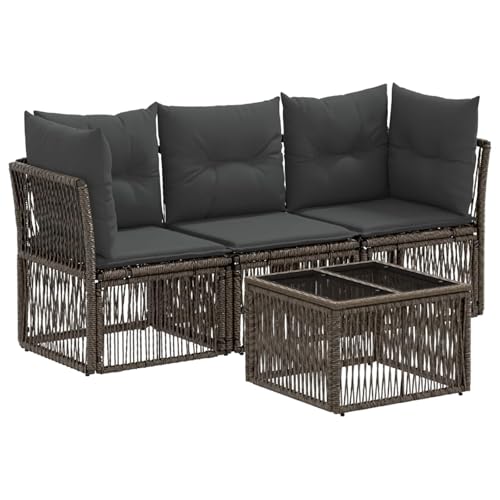 Salon de jardin 4 pcs en polyrotin résistant aux intempéries vidaXL
