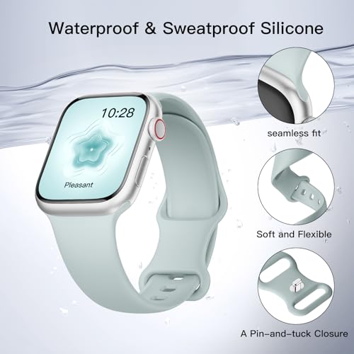 Image of Sport Silicone Band Compatible with Apple Watch Bands 40mm 38mm 41mm 44mm 45mm 42mm 49mm Women Men,Soft Wristband Waterproof Replacement Sport Strap for iWatch Bands Series 9 8 7 6 5 4 3 2 1 SE Ultra