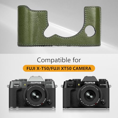 MUZIRI KINOKOO Fuji XT50 Case, Genuine Leather Protective Half Case Compatible for Fujifilm X-T50 Fuji XT50 Camera - Image 2