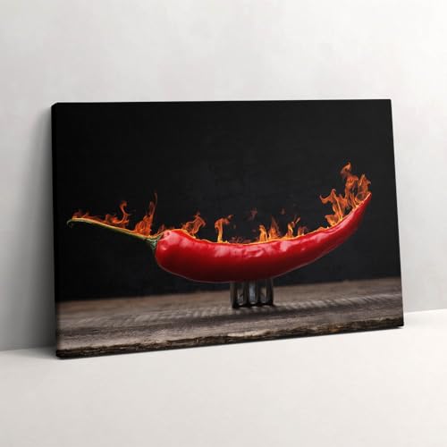 Décoration murale cuisine piment fort tableau sur toile 60x40 cm