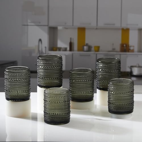 Image of SASASA Vintage Hobnail Bubble Glass Set | Drinking Glasses for Water, Juice, Cocktails | Set of 6, 300ml (11760)
