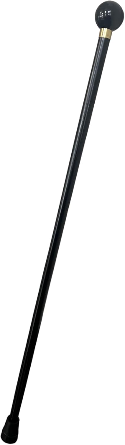 Wooden Cane Walking Stick with Rubber Tip for Men and Women Ergonomic and Fashionable - 37 inch Black 8-Ball Ball Knob Handle