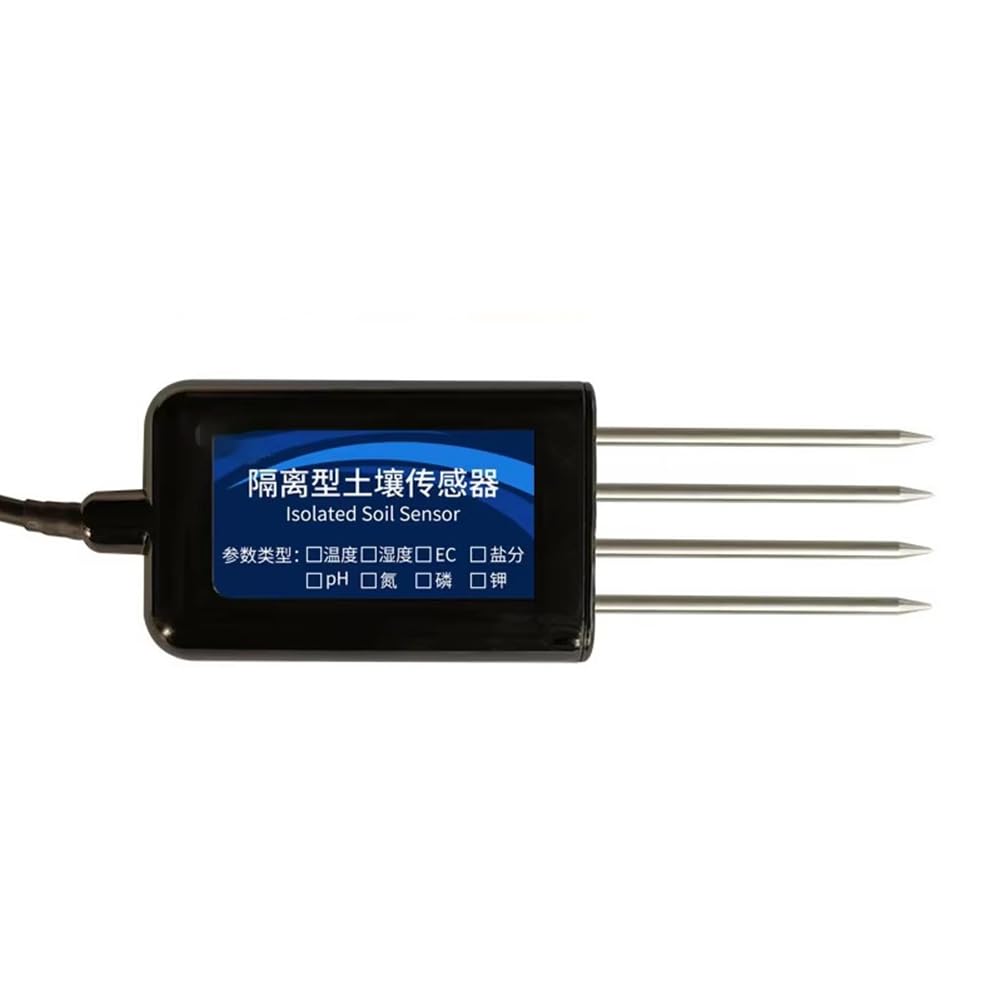 Sensor de Suelo Aislado 8 en 1: Temperatura, Humedad, Nitrógeno, Fósforo, Potasio, PH y Sal. Detector RS485.