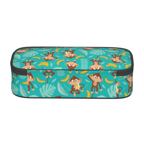 Image of Monkey Leaves Banana Pencil Case Organizer Big Capacity Pencil Pouch Stationery With Zipper School Supplies Pencil Bag For Girls Boys Office, j56tsd