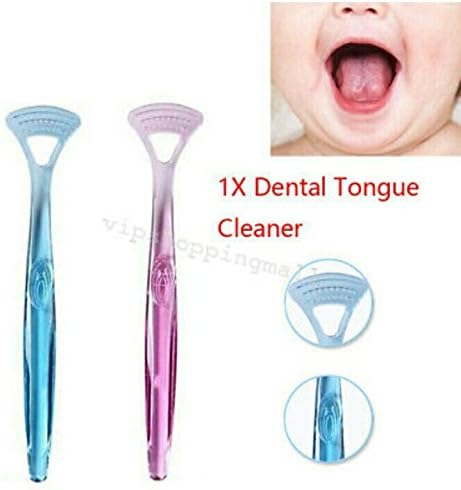 Sira 2PCS Tongue Scraper Brush Longue Cleaner Fresh Breath Make Oral Hygiene Health Cleaning Toothbrush Handle Tool (Sky Blue)