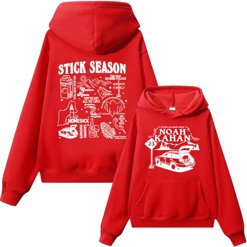DXSM Noah Kahan - Sudadera con capucha unisex estampada de color liso, rosso, S