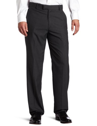 Haggar Men's Textured Pinstripe Tailored Fit Plain Front Suit Separate Pant, Charcoal Heather, 36/34