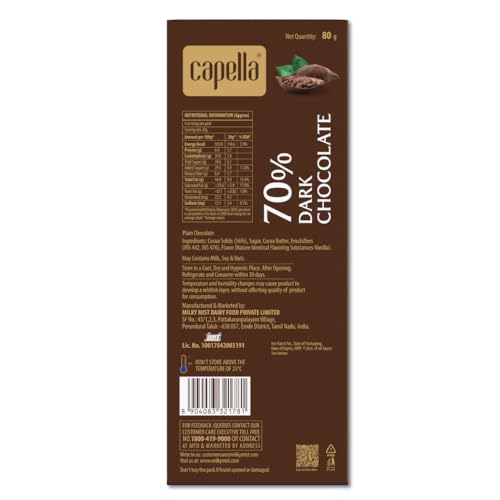 Image of Milky Mist Dark Chocolate 70% Classic 80 Gm