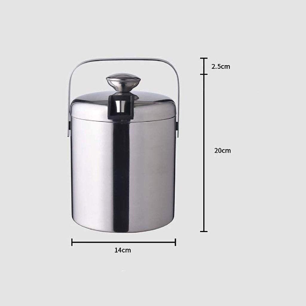Juego de cubeta de hielo y pinzas para hielo Cubeta de hielo de acero inoxidable, cubeta de hielo aislada de acero inoxidable de doble pared con tapa y pinza para hielo incluida El colador mantie