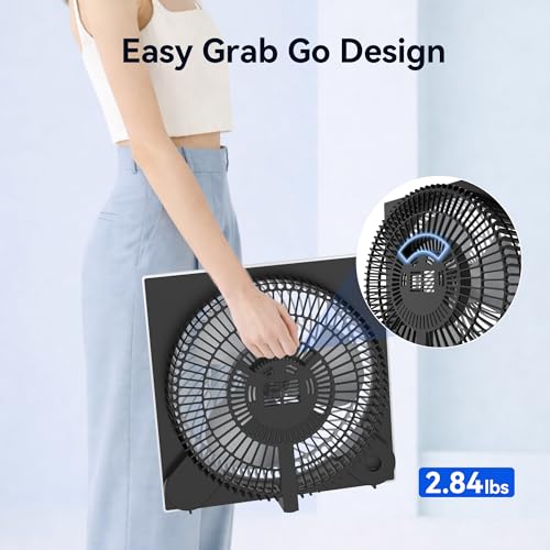 Image of shinic 9 Inch Frameless Box Fan, 3-Speed Lightweight Window Fan with ABS Plastic Housing, ETL Listed Small Cooling Fan for Bedroom, Home Office, Kitchen, Garage
