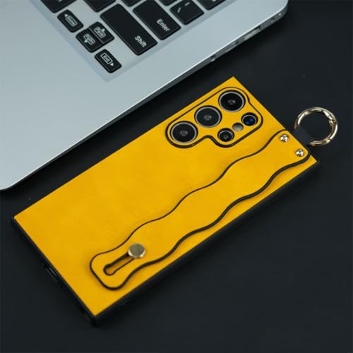 Étui en Cuir Galaxy S24 Plus Anneau Rotatif 360 et Bracelet de Maintien Wave