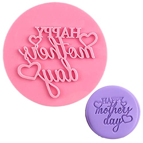 Crethinkaty Mother's Day Fondant Embosser "Happy Mother's Day" Shape 3D Dented Design Cookie Stamp for Baking Cookies,Decorating Cake/Sugar Paste/Cupcake