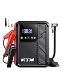 AstroAI Beta822 3000A Jump Starter with Air Compressor, 150PSI Portable Tire Inflator with Auto-Shutoff, 12V Car Battery Booster (9.0 Gas/7.0L Diesel) with LED Light and Jumper Cables(Red)