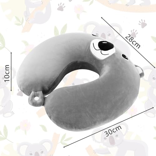 Litimkat Oreiller Cervical Pour Enfantsoreiller De Voyage Portable Oreiller En Mousse A Memoire De Forme En Forme De Uvoyage Aviontrain Bureaumotif Animal Mignontaie Doreiller Amovible Gris