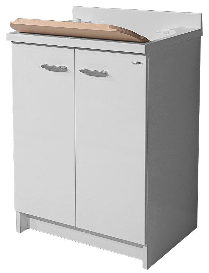Mobili Lavatoi Montegrappa Mobile Lavatoio 60x50x85cm 2 Ante ASSE in Legno Marella Bianco con Cesto