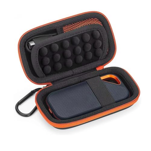 Twarde etui do SanDisk Extreme Pro/Portable SSD 1TB 2TB 4TB, odporne na wstrząsy etui ochronne z tkaniny Oxford i EVA, czarne etui z karabińczykiem na zewnętrzny dysk twardy i kable