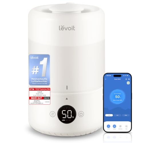 Levoit Smart Luftbefeuchter Schlafzimmer, 20dB, Top-Fill...