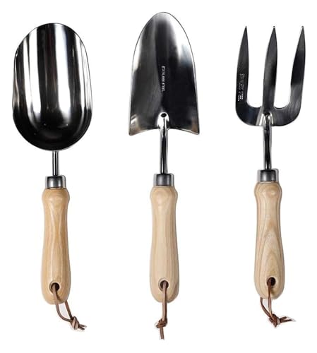 Garden shovel,garden trowel, 3 pcs Hand Kit Gardening Tools Set made of High-Carbon Steel with Shovels Scissors Rake Pruning Shear