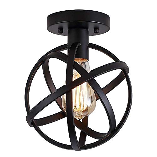 Plafondnier industriel globe noir pour illuminer chaleureusement votre entrée et salle de bain
