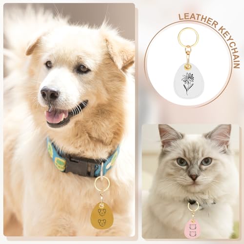 Porte-clés vierges en cuir synthétique rose pour étiquette chien chat 10 pcs