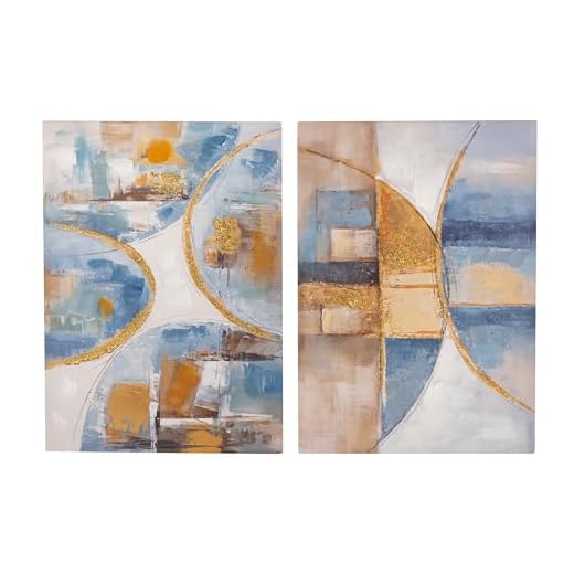 Set 2 Lienzos Abstacto 40% Pintado Mano 50X3X70 Cm