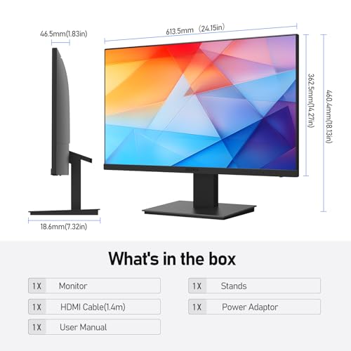 KOORUI 27 Zoll Gaming Monitor mit integrierten Lautsprechern, 100Hz, 1080p Bildschirm Aufhängbar, Rahmenlos, HDMI, Neigungsverstellbar, Augenpflege, VESA-Wandmontage Schwarz – Bild 6
