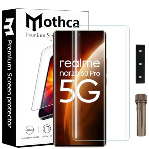 Image of Mothca Curved UV Tempered Glass Screen Protector for Realme Narzo 60 Pro | HD Clear | Full Screen Coverage | Pack of 1