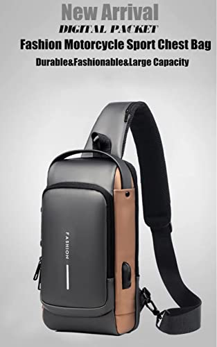 Image of ARURA (LABEL) Multifunction Anti-theft Shoulder Bag Crossbody Bag Travel Sling Bag with USB Port and Code Lock Messenger Backpack Chest Bag for Male Female
