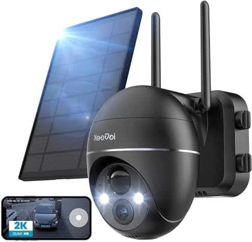 Caméra De Surveillance Solaire WiFi Extérieure IeGeek 2K - Batterie 15000mAh - Détection Humaine - Neuf