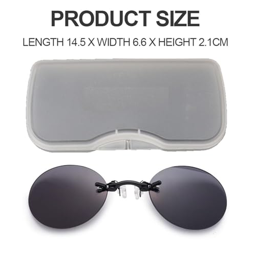 Three Color Retro Round Clip on Nose Glasses, Ultralight Rimless Retro Round Clip On Nose Sunglasses With Leather Box2