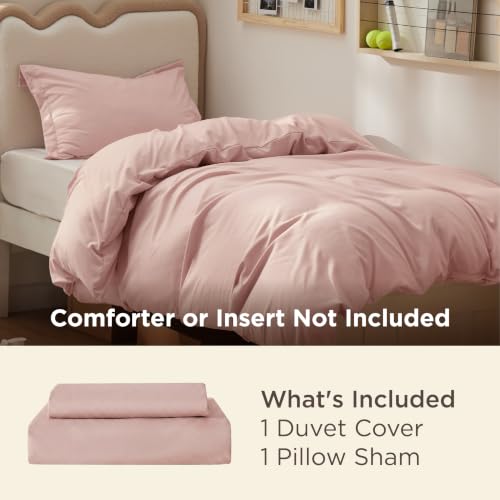 Image of Bedsure Twin /Twin XL Duvet Cover, Double Brushed Bedding Set, Blush Pink | For Kids & Adults, 68 inchx90 inch Comforter Cover, Hotel Luxury, All Season, Breathable, Easy Care, Lightweight, Zipper Closure